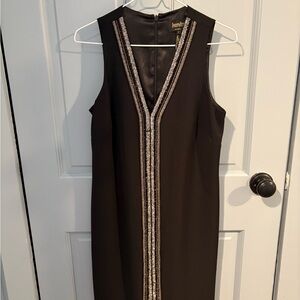 Laundry by Shelli Segal Black Midi Dress with Gold Detailing